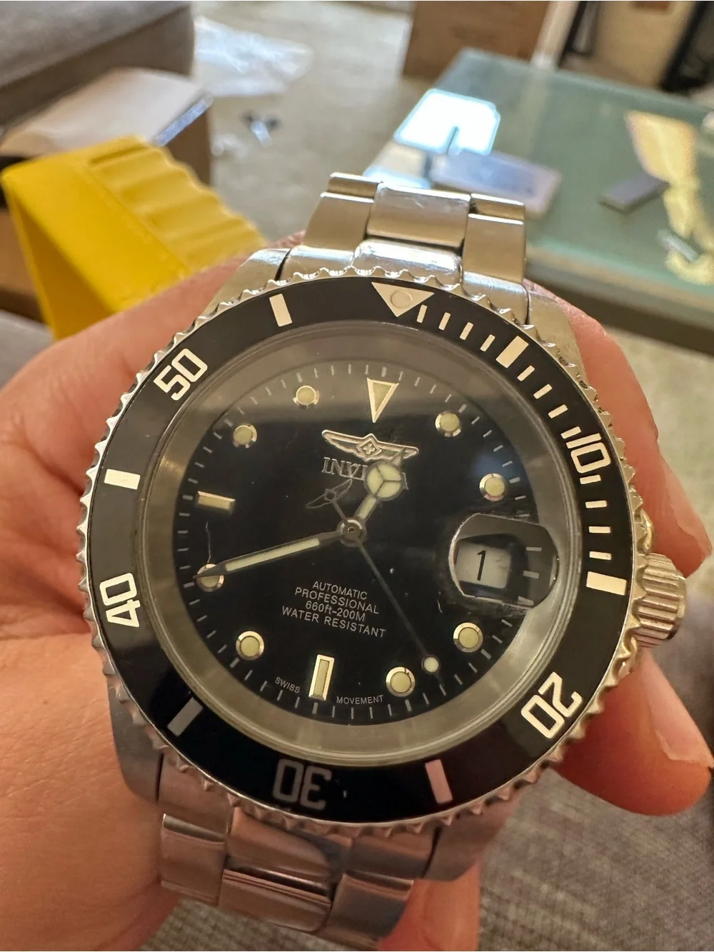 Invicta Men's Silver Stainless Steel Watch with Black Dial